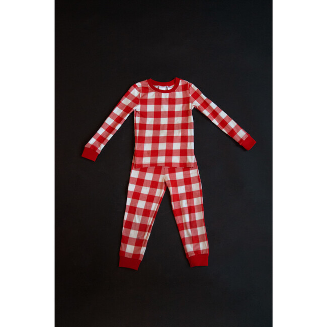 Kids Knit Pajamas, Red Check