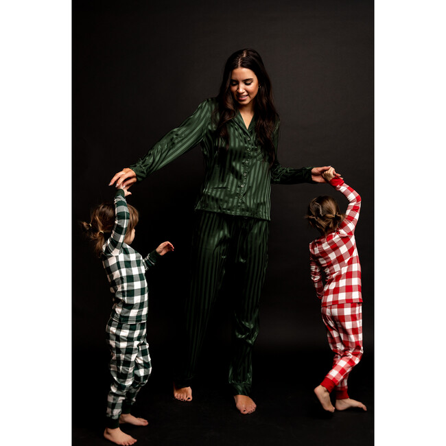 Kids Knit Pajamas, Green Check