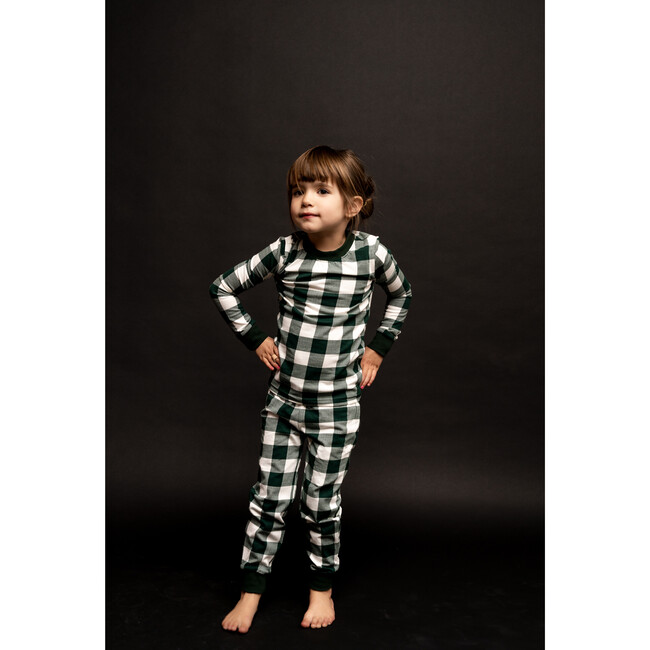 Kids Knit Pajamas, Green Check - Pajamas - 4