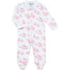 Toile Zipper Footie, White & Pink - Footie Pajamas - 1 - thumbnail