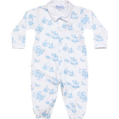 Toile Converter Gown, White & Blue - Bodysuits - 1
