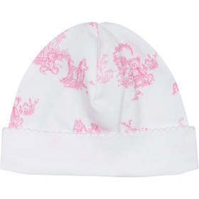 Toile Hat, White & Pink