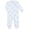 Toile Zipper Footie, White & Blue - Footie Pajamas - 1 - thumbnail