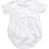 Nella Short Sleeve Smocked Bubble, White & Blue - Onesies - 2