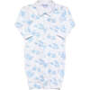 Toile Converter Gown, White & Blue - Bodysuits - 2