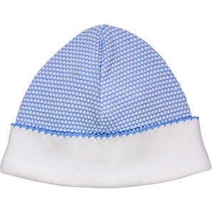 Bubble Hat, Blue With Blue Picot Trim