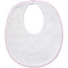 Basket Weave Baby Bib, White & Pink Picot Trim - Bibs - 1 - thumbnail