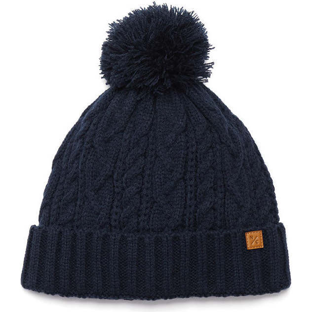 Classic Cable Knit Hat, Navy - Hats - 1