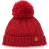 Classic Cable Knit Hat, Red - Hats - 1 - thumbnail