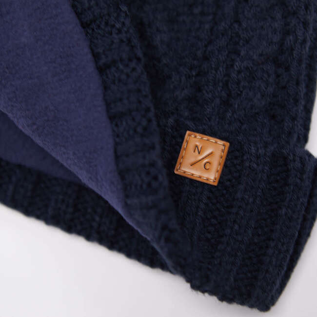 Classic Cable Knit Hat, Navy - Hats - 3