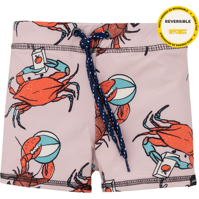 Reversible Shorts In Crabs Print, Black & Blue - Shorts - 1