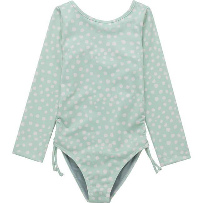 Long Sleeve One Piece White Smalls Spots, Green