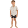Short Sleeve Resort Shirt In Stripes, Cream & Blue - Shirts - 2