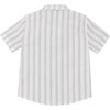 Short Sleeve Resort Shirt In Stripes, Cream & Blue - Shirts - 3