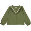 Persee Button-Down Blouse, Kaki - Blouses - 1 - thumbnail