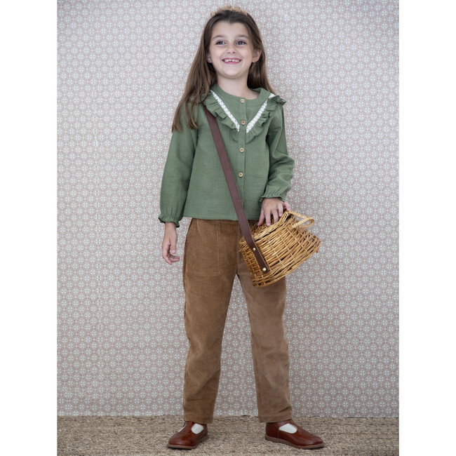 Persee Button-Down Blouse, Kaki - Blouses - 2