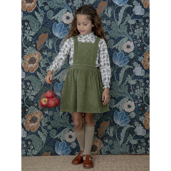 Clementine Dungaree Dress With Crossover Straps, Kaki - Dresses - 3