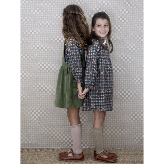 Clementine Dungaree Dress With Crossover Straps, Kaki - Dresses - 9