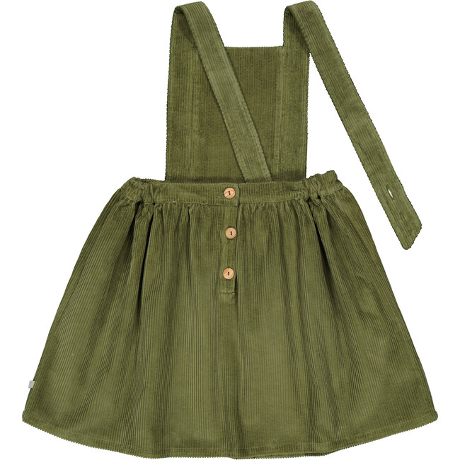 Clementine Dungaree Dress With Crossover Straps, Kaki - Dresses - 11