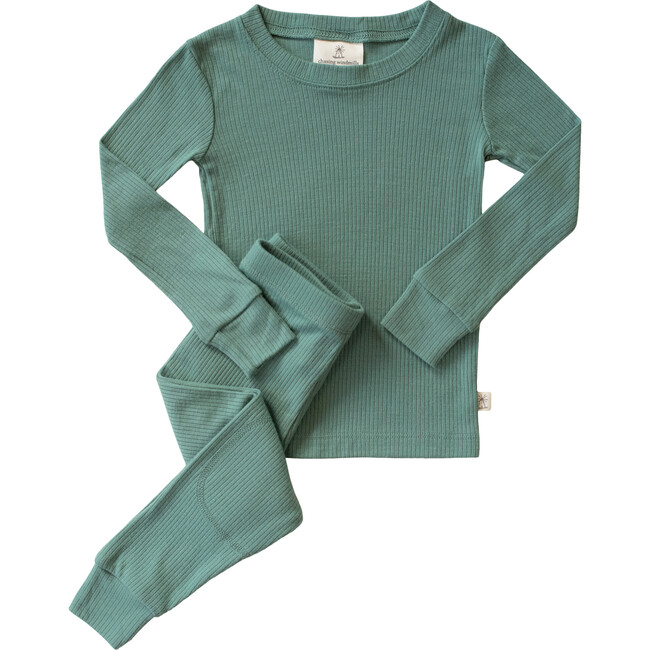 Rib Merino Wool Long Johns, Aloe - Mixed Apparel Set - 1