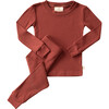 Rib Merino Wool Long Johns, Rust - Mixed Apparel Set - 1 - thumbnail
