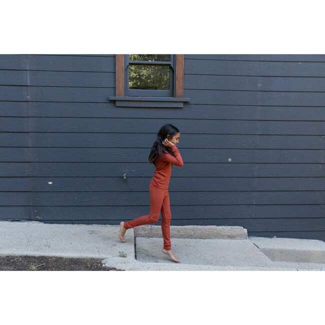 Rib Merino Wool Long Johns, Rust - Mixed Apparel Set - 2