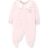 Soft And Durable Hello World Velvet Playsuit, Pink - Onesies - 1 - thumbnail