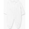 Knitted And Embroidered Collared Hand Smocked Velvet Playsuit, White - Onesies - 3