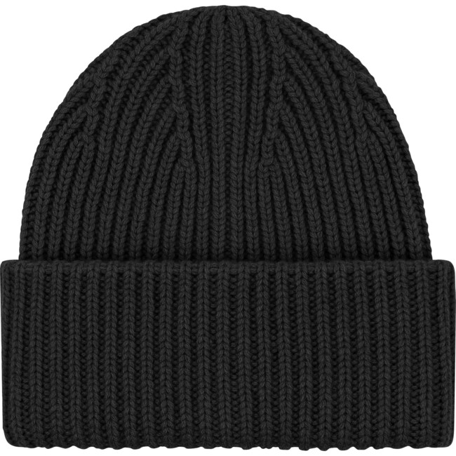 Women's Cashmere Thick Rib Beanie, Black - Hats - 1
