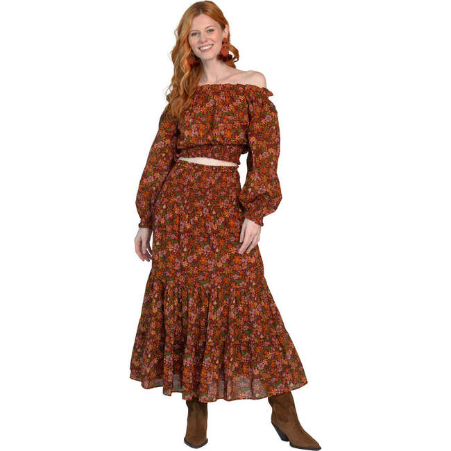 Women's Izzy Smocked Waist Skirt Dress, Wildflower Rosewood - Skirts - 1