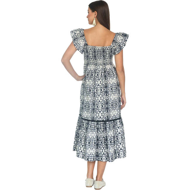 Women's Brooke Square Neck Dress With Flutter Sleeves, Croc Black - Dresses - 3