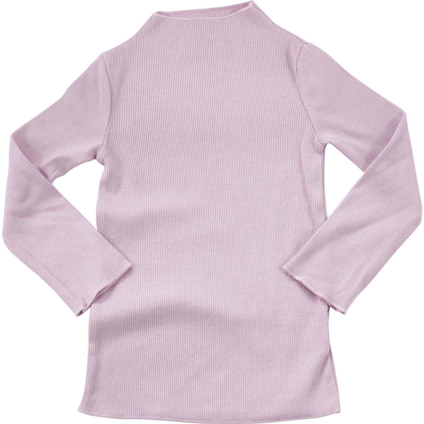 Rib Mock Neck Long Sleeve Top, Lilac - T-Shirts - 1