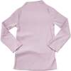 Rib Mock Neck Long Sleeve Top, Lilac - T-Shirts - 1 - thumbnail