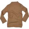 Rib Mock Neck Long Sleeve Top, Camel - T-Shirts - 1 - thumbnail