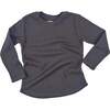 Rib Long Sleeve Top, Washed Black - T-Shirts - 1 - thumbnail