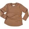 Rib Long Sleeve Top, Camel - T-Shirts - 1 - thumbnail