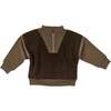 Half Zip Sherpa Pullover, Olive - Sweatshirts - 1 - thumbnail