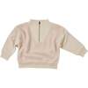 Half Zip Sherpa Pullover, Oat - Sweatshirts - 1 - thumbnail