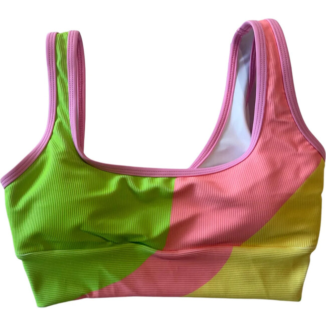 Women's Kiawah Bikini Top, Neon Wave Print/Sherbet