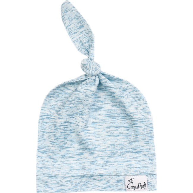 Lennon Top Knot Hat, Blue and Grey