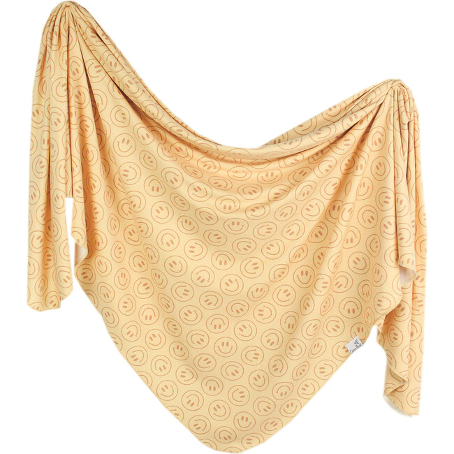 Vance Printed Knit Swaddle Blanket, Yellow - Swaddles - 1
