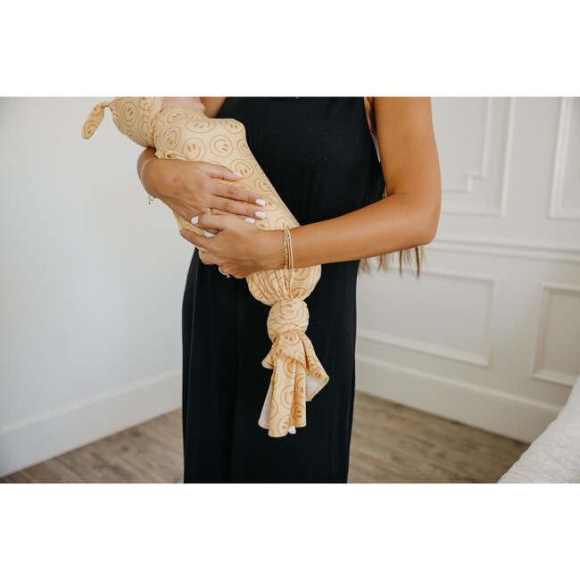 Vance Printed Knit Swaddle Blanket, Yellow - Swaddles - 5