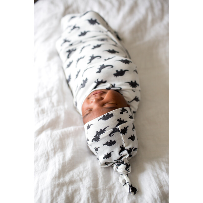 Wild Printed Top Knot Hat, White and Black - Hats - 5