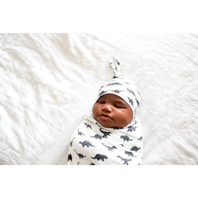Wild Printed Top Knot Hat, White and Black - Hats - 6