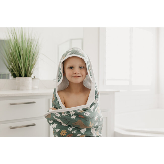 Atwood Printed Hooded Towel, Green - Towels - 5