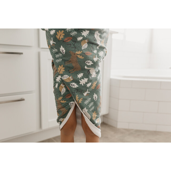 Atwood Printed Hooded Towel, Green - Towels - 6