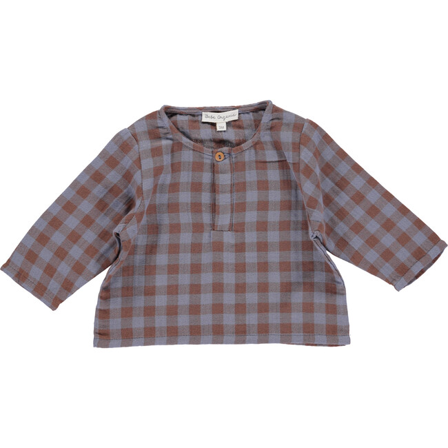 Oliver Baby Shirt, Blue & Brown Gingham