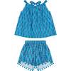 Colette A-line Top & Short Set, Turquoise Ikat - Mixed Apparel Set - 1 - thumbnail