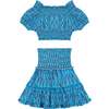 Women's Amelie Crop Top And Skirt, Turquoise Ikat - Mixed Apparel Set - 1 - thumbnail