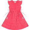Women's Coralie V-Neck Ruffle Dress, Fuschia Ikat - Dresses - 1 - thumbnail